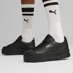 Puma Mayze Platform Sneakers Black Classic Wedge Low Boot Leather Logo Size 9 Photo 0