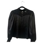Nicole Miller  Elegant Black Lace Satin Blouse Photo 2