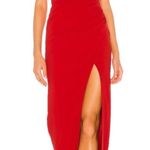 NBD  Red Strapless Maxi Gown Dress with Slit size Medium Revolve $258 Photo 0