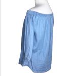 Girl Krazy Blue Off Shoulder Cotton Blend Chambray 3/4 Sleeve Top Small Photo 5