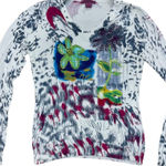 Vintage IDI by Matthew Art to Wear Top Women's Size Large Rayon Embellished Bead White Photo 0