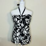 Dana Buchman  Black & White Floral Halter Tankini top only (no bottoms) – Size 16 Photo 2