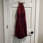 Sherri Hill 53004 Short Halter Neck Sheath Dress in Wine Color Size 10 Photo 2