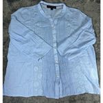 Tommy Hilfiger Women's Cotton Pintuck Embroidered Blouse Size L Photo 3