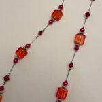 NWOT Glass Stone Red and Orange Necklace Photo 4