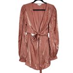 Venus Metallic Pink Long Sleeve Skirt Romper with Cut Out NWT Size Large Photo 1