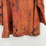 Vintage CMC Boho Western Linen Button Up Shirt Orange Southwestern Art Sz S Photo 6