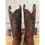 Wildflowers Bluebonnet Cedro Embroidered Cowboy Boots Brown Leather Size 7 NIB Photo 7