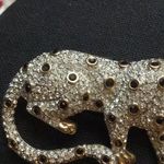 Swavorski Vintage RARE signed SAL Swarovski pave crystal rhinestone gold leopard catbrooch Photo 2