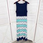 5th & Love Chevron Stripe Sleeveless Maxi Dress Sundress Blue Teal XL Photo 7