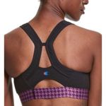 Champion Sports Bra NWT Black/Purple Logo Strappy Cutout Back Women’s Size Large Photo 2