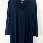 Ralph Lauren LAUREN  Black Ling Sleeves Sequin Logo Dress, Size Large Photo 0