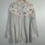 Free People  Hearts & Colors Long Sleeve Shirt Size M Stripe Floral Pockets Photo 1
