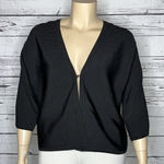 T Tahari NWT Size XL Black Ribbed Rayon/Nylon Knit Clasp Front Cardigan Jacket Photo 0