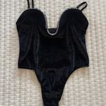 Victoria's Secret Victoria’s Secret Rhinestone Pushup Bodysuit Sz M Medium Black Velvet High Leg Photo 0