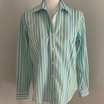 Van Heusen Cotton Blue/Green/White Striped Button Down sz S Photo 0