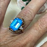 Elegant Emerald Cut Blue Topaz and 14K Gold Ring Photo 5
