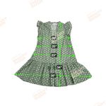 Hausen Aztec Diamond Print Cap Sleeve Ruffle Hem Mini Dress Green White Size M Size M Photo 5