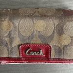 Coach Vintage Y2K  Poppy Bifold Wallet Khaki Red leather Heart Gold Polka Dots Photo 0