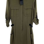 L.A.M.B. Gwen Stefani Olive Green Silk Shirt Dress New Photo 0