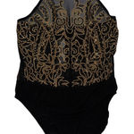 Venus  Halter Top Bodysuit Womens Large Black Sparkle Choker Neck NWT Photo 0