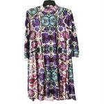 Free People  New Romantics Fiesta Trapeze Mini Dress M Purple Floral Stretch Photo 3