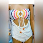 Aerie NWT  Bandeau Monokini One Piece Embroidered Open Front Swimsuit Size XL Photo 0