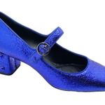 Geox Respira Metallic Blue Mary Jane Block Embellished Jewel Block Heel 37.5 7 Photo 8