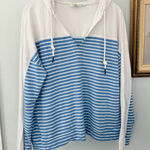 Vineyard Vines  Striped Hoodie Pullover Nautical White Blue Women's XL‎ Modal Photo 0