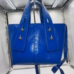 frame denim FRAME Les Second Mini Bag Blue Patent Leather Satchel Shoulder Bag Photo 9
