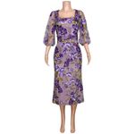 MARCHESA NOTTE Orchid & Rose Embroidered Tulle Cocktail Dress, Purple, 2 (US) Purple Photo 5