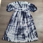 Michael Stars Tie Dye Maxi Dress Puff Sleeve VNeck Relaxed Fit White Blue size M Photo 0