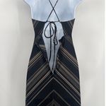 Y2K Chevron Stripe Maxi Dress Sz S Babydoll Boho ResortWear 70s Strappy Black Photo 8