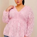 Torrid  NWT Babydoll Clip Floral Long Sleeve Top Pink Photo 1