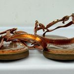 Tory Burch Ali Metallic Orange Sandals Sz 8 Strappy Logo Thong Flats Photo 13