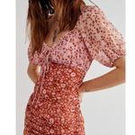 Free People [] Tessa Floral Puff Sleeve Ruched Open Back Mini Dress Size Large L Photo 10