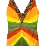 NWT Mandalay Multi Color Silk Beaded Sequin Midi Evening Gown Dress Womens Sz 10 Green Photo 2