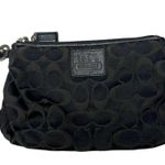 Coach Wristlet Womens Signature Monogram Fabric Zip Closure Black Gray/Green Photo 1