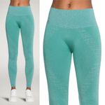 Wolford Shiny Grid Leggings Metallic Ice Jade Silver Athleisure Glam Designer S Blue Photo 2