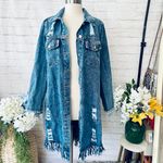 Boutique Long Tassel Back Denim Jacket Photo 0
