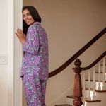 Printfresh  Tiger Queen Long Sleeve Button PJ Pajama Top Amethyst Purple Small Photo 1