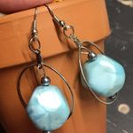 Blue bead hoops dangle earrings MunandMe handmade Photo 4