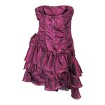 Vintage 80s Magenta Ruffle Bow Formal Mini Dress Purple Size XS Photo 3