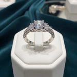2Ct CZ Filigree Engagement Style Ring 18K White Gold Plated Silver Sz 8 NWT Photo 2