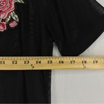 One Clothing  Mesh Embroidered Rose Top Size S Black Photo 4
