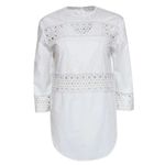 Sandro - White Cotton Tunic W/ Eyelet Design & Contrast Stitching Size S (1) Photo 2