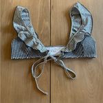 Aerie NWT  Seersucker Gingham Wrap Ruffle Bikini Top Size‎ Medium Photo 2