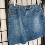 Anthropologie Anthro Per Se Distressed Mini Aline Raw Hem Denim Jean Skirt Blue 6 Medium Photo 1