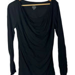 Mossimo Black Drape Neck Fitted Y2K Long Sleeve Top M Size M Photo 0