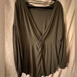 Free People Shimmy Shake Top: Army Green*small bleach stain* large Photo 0